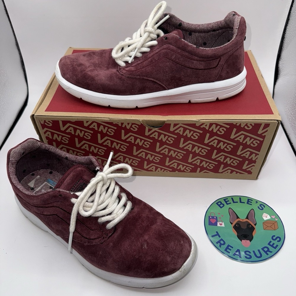 Vans ISO 1.5 Tweed Dots Sneakers Burgundy Suede Lace‎ Up Women's Sz 8 Ultracrush